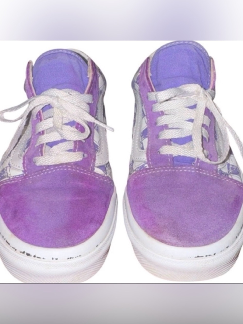 Vans Old Skool Purple Suede Graphic Sneakers Womens 6.5 - Picture 2 of 5
